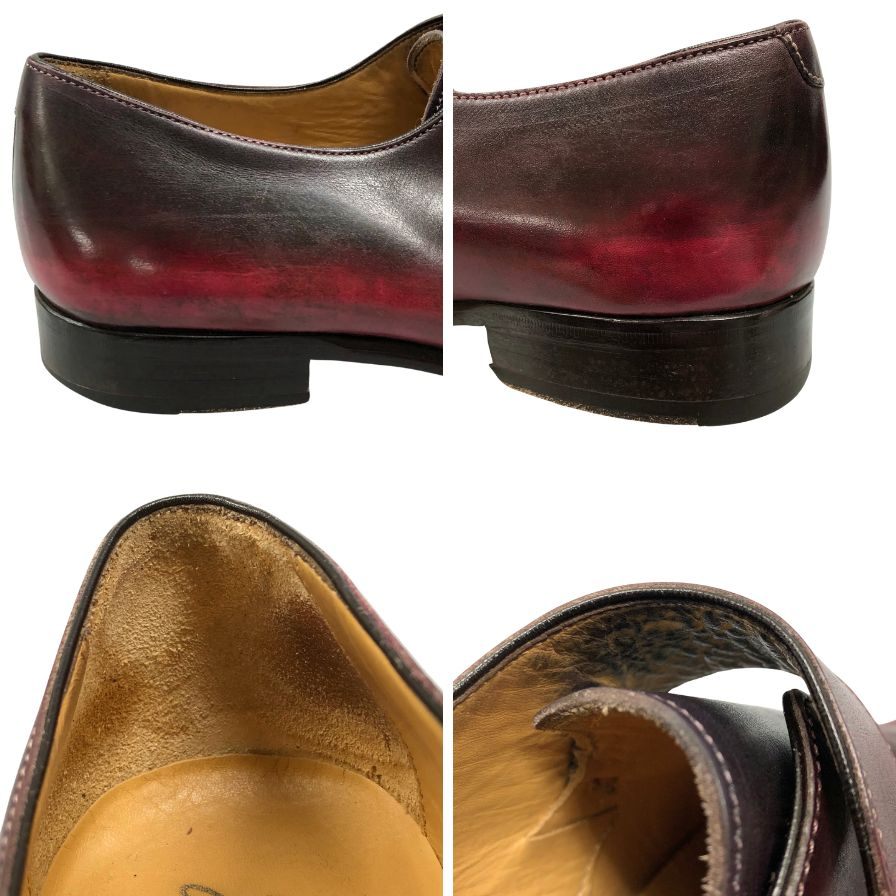 フランチェスコ ベニーニョ レザーシューズ 3467 シングルモンク サイズ6 レッド メンズ Francesco Benigno 約24.5cm【AFC32】