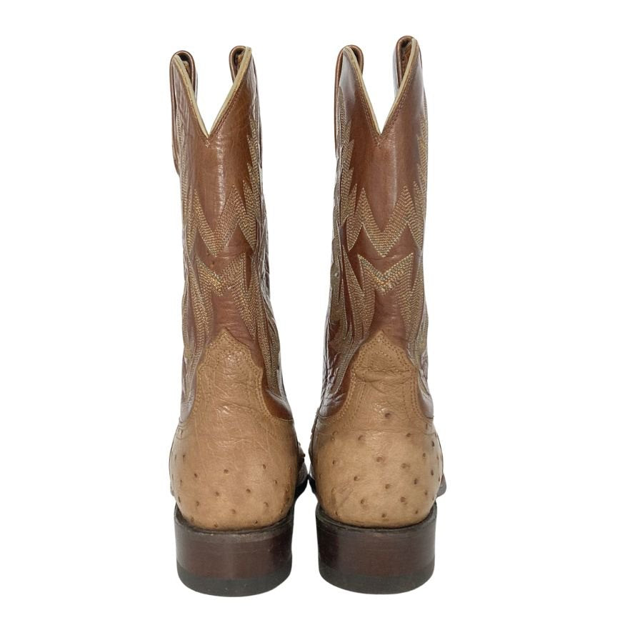 ルケーシー 2000 ローパーブーツ オーストリッチ レザーコンビ メンズ サイズ8.5D ベージュ ブラウン Lucchese 2000 約27.0cm【AFC46】
