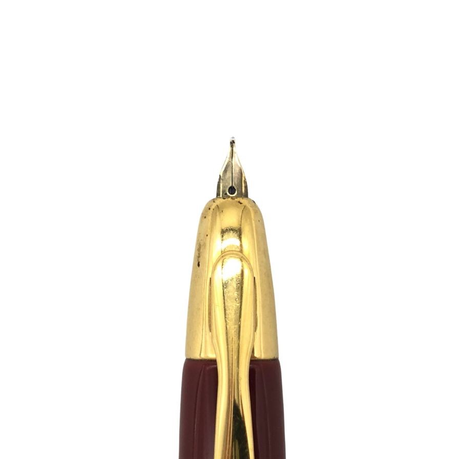 中古◆パイロット 万年筆 ノック式&プッシュ式 ペン先 18K ボルドー×ゴールド PILOT【AFI4】