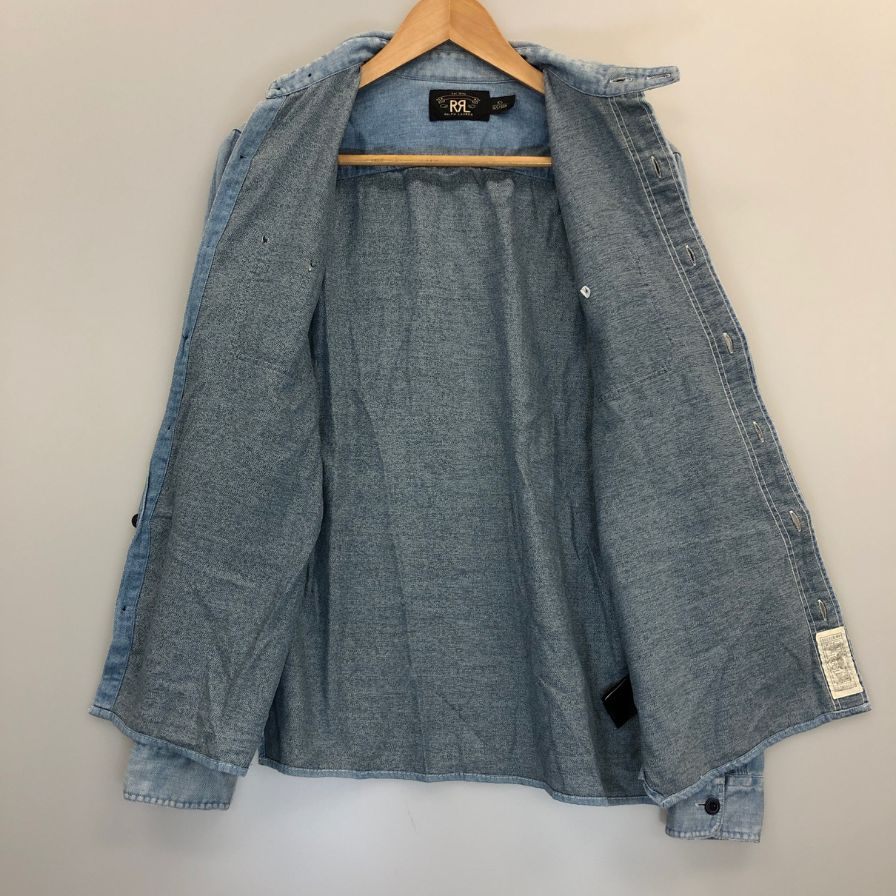 美品◆ダブルアールエル ラルフローレン 90S デニムシャツ ブルー系 メンズ サイズXS RRL RALPH LAUREN 【AFB1】