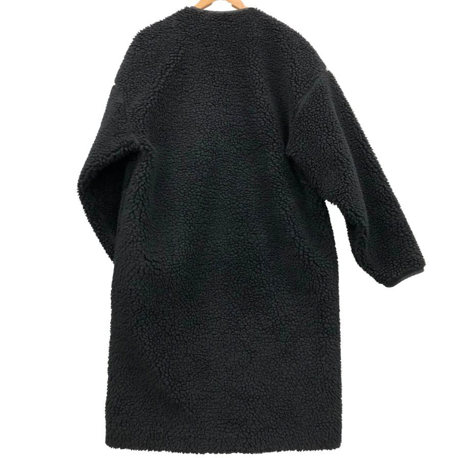 美品◆ハイク ボアコート ノーカラー FAUX SHEARLING COAT ブラック レディース サイズ3 HYKE 【AFA22】