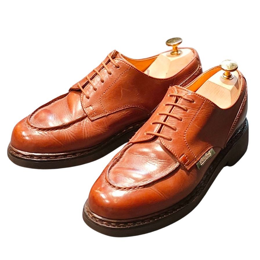 パラブーツ レザーシューズ デカタグ シャンボード 1994年製 Uチップ カーフ ブラウン メンズ サイズ6 Paraboot CHAMBORD ビジネスシューズ 約25.0cm【LA】【中古】