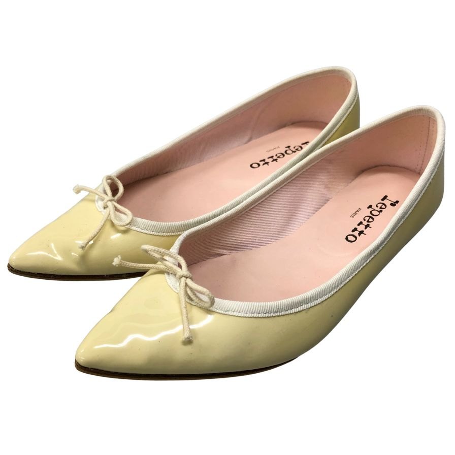 レペット バレェシューズ パテントレザー リボン アイボリー レディース サイズ37 repetto 約23.5cm【AFC7】
