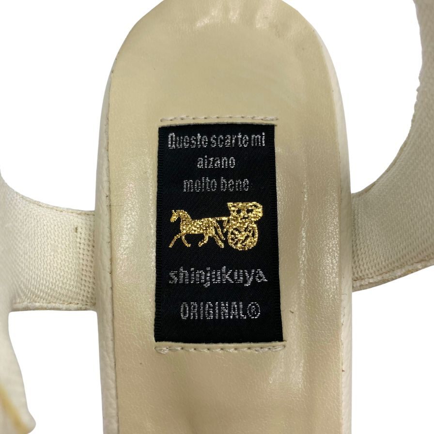 新宿屋 ヒールサンダル パイソン 4520-545 24.5cm レディース アイボリー shinjukuya 約24.5cm【7-13】