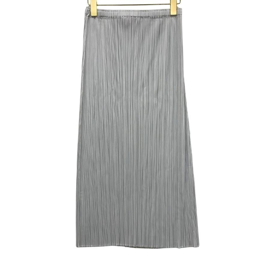 プリーツプリーズ イッセイミヤケ ロングスカート グレー サイズ2 PP55-JG102 PLEATS PLEASE ISSEY MIYAKE【AFB48】