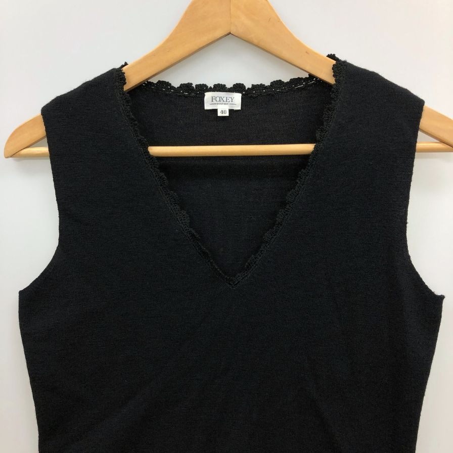 美品◆フォクシー ノースリーブ カットソー ブラック サイズ40 FOXEY 【AFB42】