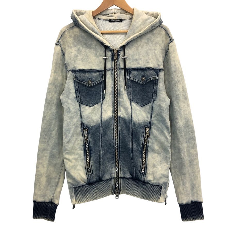 中古◆バルマン ジップアップパーカー デニム メンズ サイズXS BALMAIN 【AFB41】