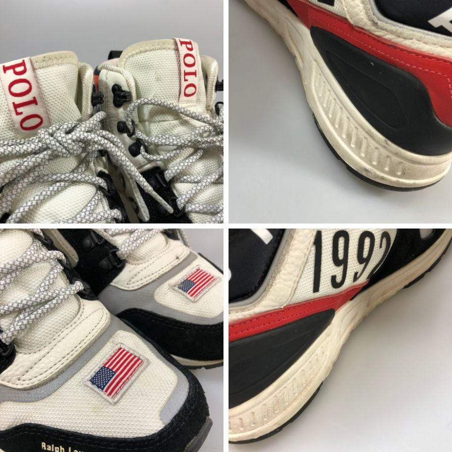 ポロ ラルフローレン ウィンター スタジアム スニーカー 1992 復刻版 メンズ サイズUK8 ホワイト×ネイビー Polo Ralph Lauren 約26.5cm【AFC2】