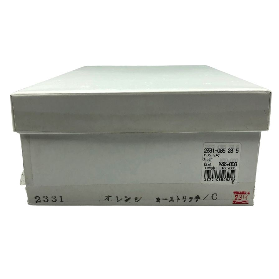 新宿屋 レザースニーカー オーストリッチ 2331-085 オレンジ×ブラウン 23.5cm レディース shinjukuya 約23.5cm【7-5】