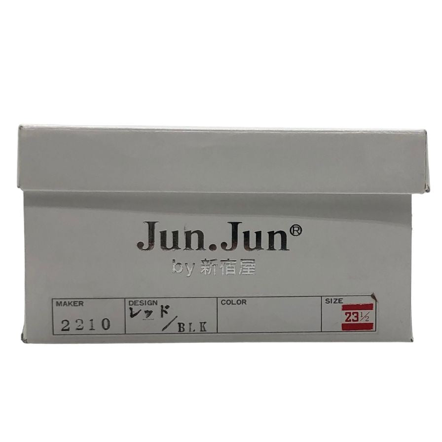 ジュンジュンバイ新宿屋 スニーカー 2210 レザー レッド ブラック オデット 切替 レディース サイズ23.5 Jun.Jun by shinjukuya 約23.5cm【7-18】