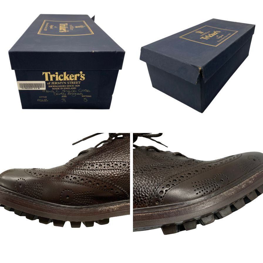 トリッカーズ レザーシューズ M6399 ギリーブローグ ブラウン グレインレザー カーフ コンビ メンズ サイズ9 Tricker's Gillie Brogues ビジネスシューズ 約27.5cm【LA】【中古】