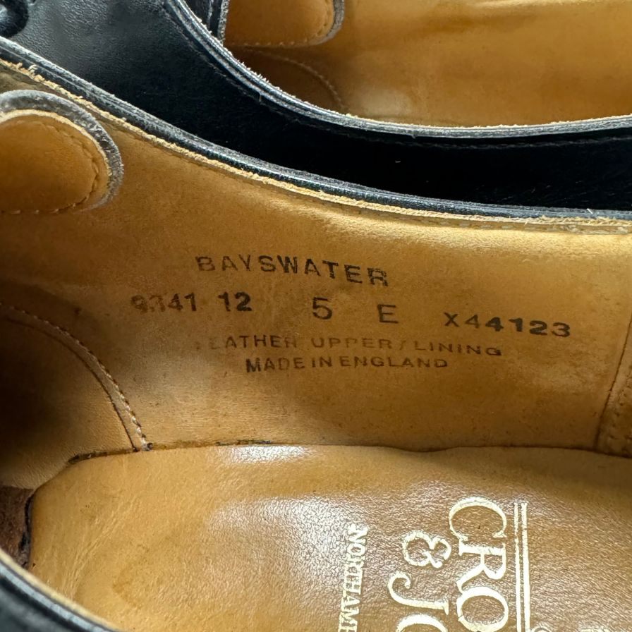 クロケット&ジョーンズ レザーシューズ Uチップ ベイズウォーター カーフ ブラック サイズ5E メンズ CROCKETT&JONES BAYSWATER 約23.5cm【LA】