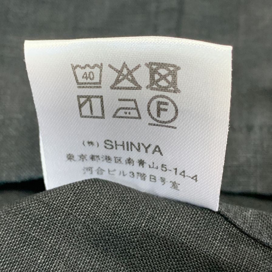 美品◆シンヤオフィシャル プルオーバー リネンシャツ ブラック メンズ サイズ3 SHINYA OFIFCIAL 【AFB35】