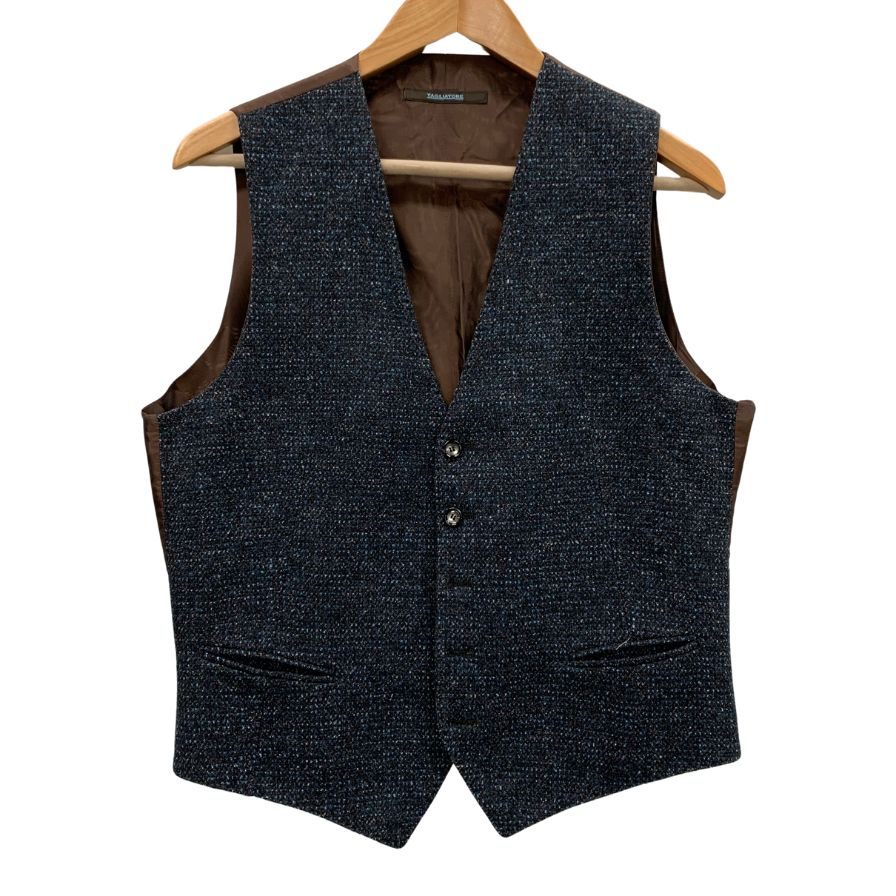 極美品◆タリアトーレ ジレ メランジ ネイビーブラウン系 サイズ50 TAGLIATORE 【AFB6】