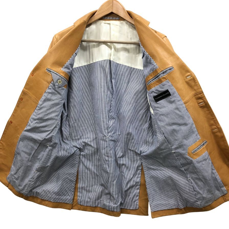 中古◆トゥモローランド レザージャケット カウレザー 3B シングル メンズ サイズ48 ブラウン TOMORROWLAND 【AFG1】