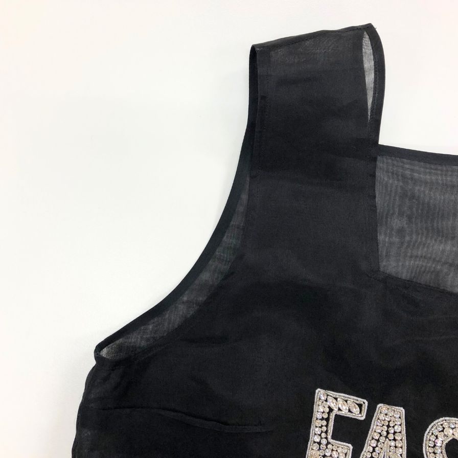 極美品◆ドルチェ&ガッバーナ 2018-2019AW コレクション トップス FASHION SINNER D&G リアル クリスタル ロゴ レディース サイズ44 ブラック DOLCE & GABBANA 【AFB45】