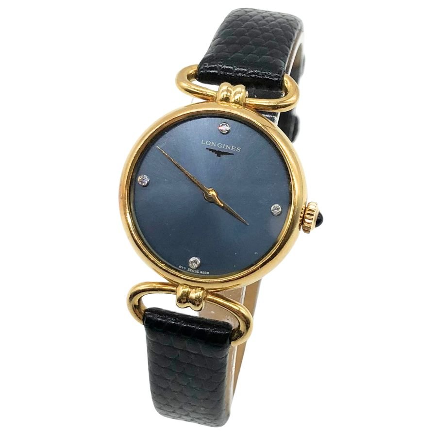 LONGINES 手巻き時計 ゴールド/ブラック 腕時計 稼働 LONGINES ロンジン 手巻き ゴールド色文字盤 ベルト