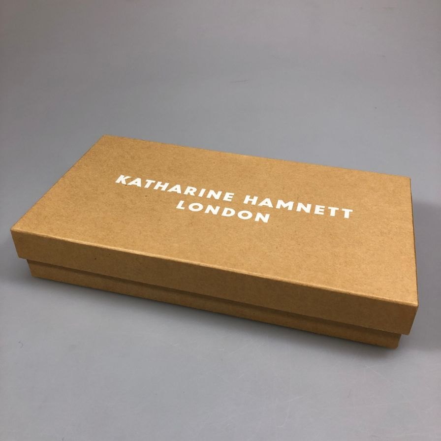 キャサリンハムネット 長財布 総柄 デザイン レザー ラウンドジップ ウォレット ブルー KATHARINE HAMNNET【AFI15】