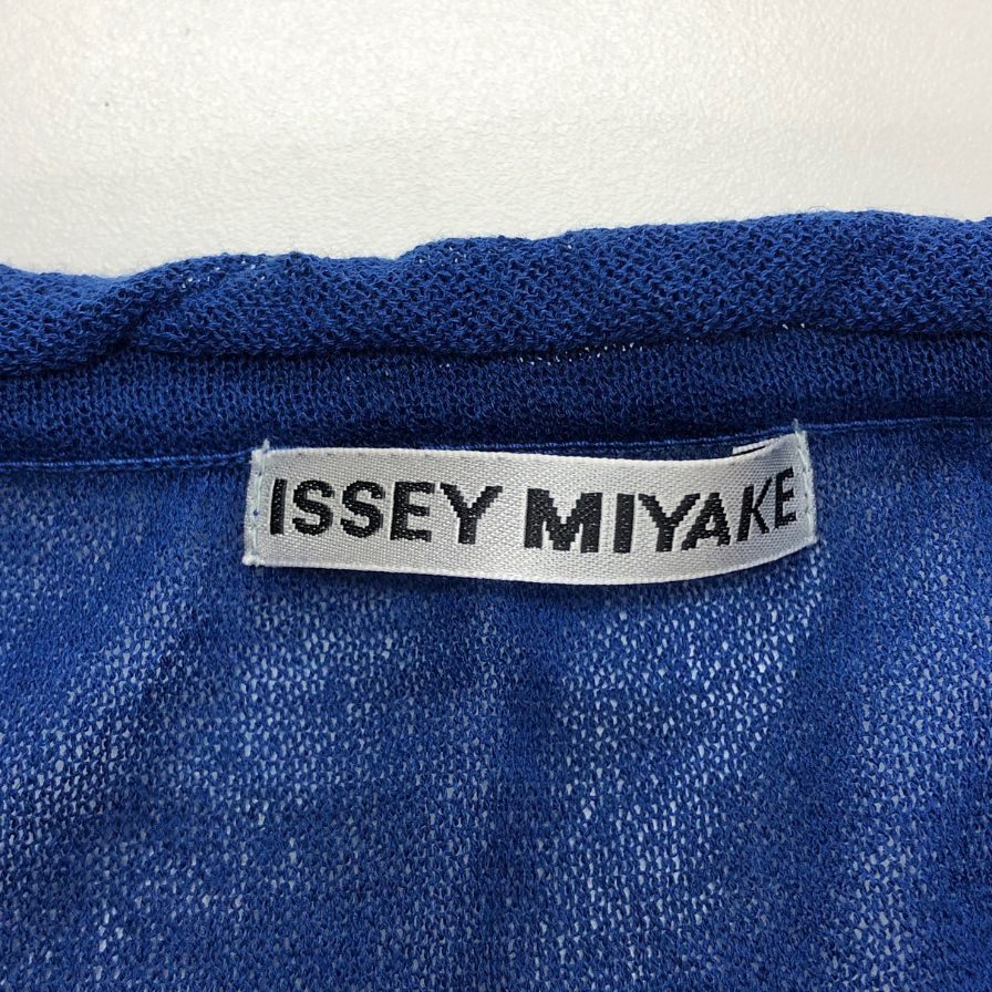 極美品◆イッセイミヤケ セーター ラウンドネック ネイビー サイズ2 レディース IM92KN515 ISSEY MIYAKE 【AFB26】