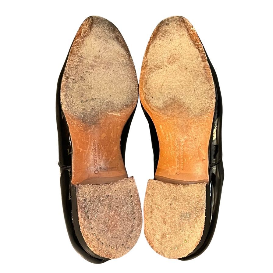 クロケット&ジョーンズ レザーシューズ プレーントゥ チャーム パテントレザー ブラック メンズ サイズUK8E CROCKETT&JONES ビジネスシューズ 約26.5cm【LA】【中古】