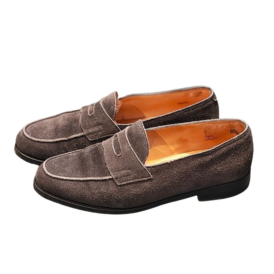 ジョンロブ レザーシューズ ペニーローファー ロペス スエード グレー UK6E メンズ JOHN LOBB ローファー 約24.5cm【LA】【中古】