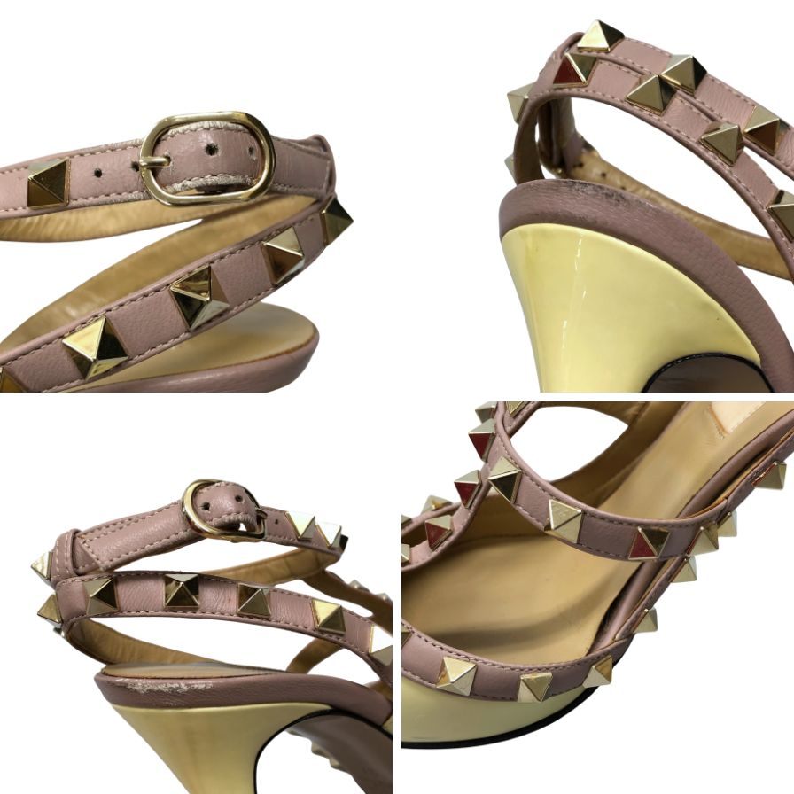 ヴァレンティノガラヴァーニ ヒールパンプス ストラップ ロックスタッズ アイボリー レディース サイズ37 VALENTINO GARAVANI 約23.5cm【AFD8】