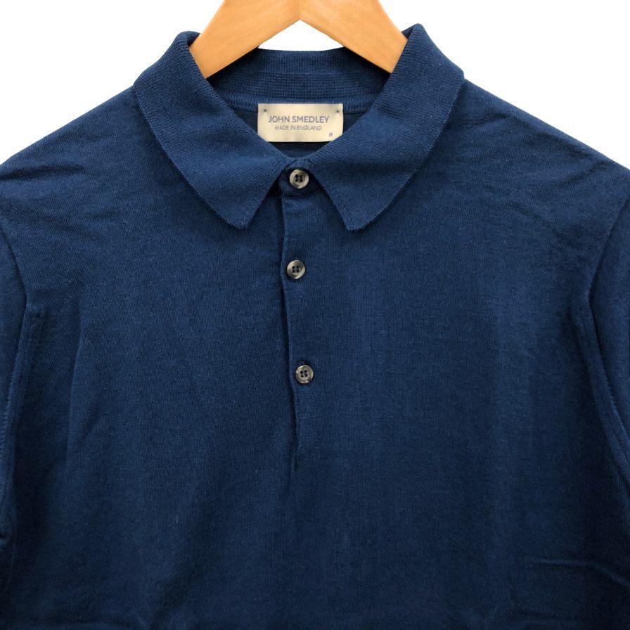 美品◆ジョンスメドレー コットンニット ポロシャツ ネイビー サイズM JOHN SMEDLEY 【AFB17】