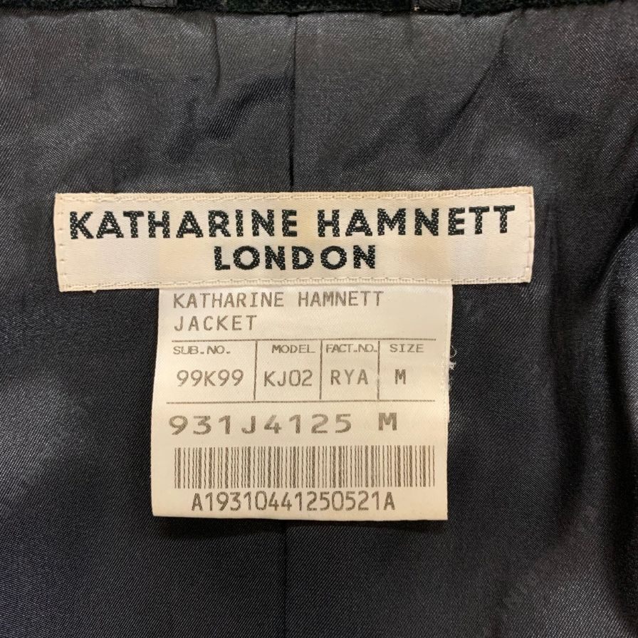 美品◆キャサリンハムネット ジャケット ラペルレザー切り返し メンズ ブラック サイズ M KATHARINE HAMUNETT 【AFB39】