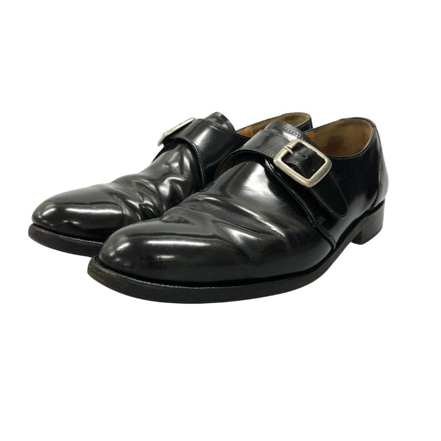 中古◆チーニー レザーシューズ シングルストラップ メンズ サイズ7.5 ブラック CHEANEY【AFC43】