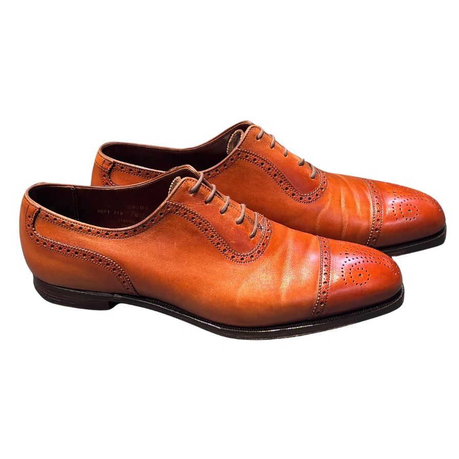 クロケット&ジョーンズ レザーシューズ アルビオン セミブローグ カーフ ブラウン サイズ7.5E メンズ Crockett&Jones ビジネスシューズ 約25.5cm【LA】【中古】