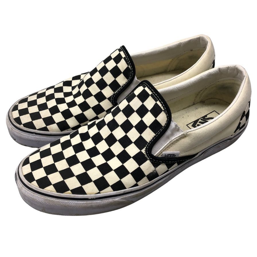 バンズ スリッポン チェッカー ブラック×ホワイト メンズ サイズ28.5 VANS 約28.5cm【AFC41】