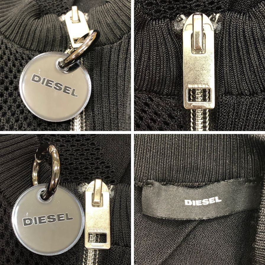 極美品◆ディーゼル ノースリーブワンピース メッシュ ニット ブラック レディース サイズS DIESEL 【AFB4】