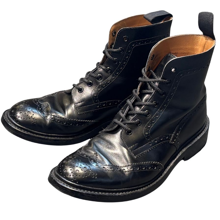 トリッカーズ カントリーブーツ S63419 ストウ ブラック メンズ サイズUK9.5 Tricker’s ブーツ 約28.0cm【LA】【中古】