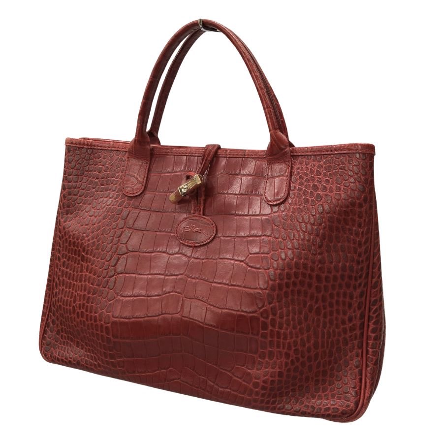 【ロンシャン】赤 クロコダイル風 トートバッグ LONGCHAMP ロンシャン トートバッグ ガーネット 赤系 ル・プリ