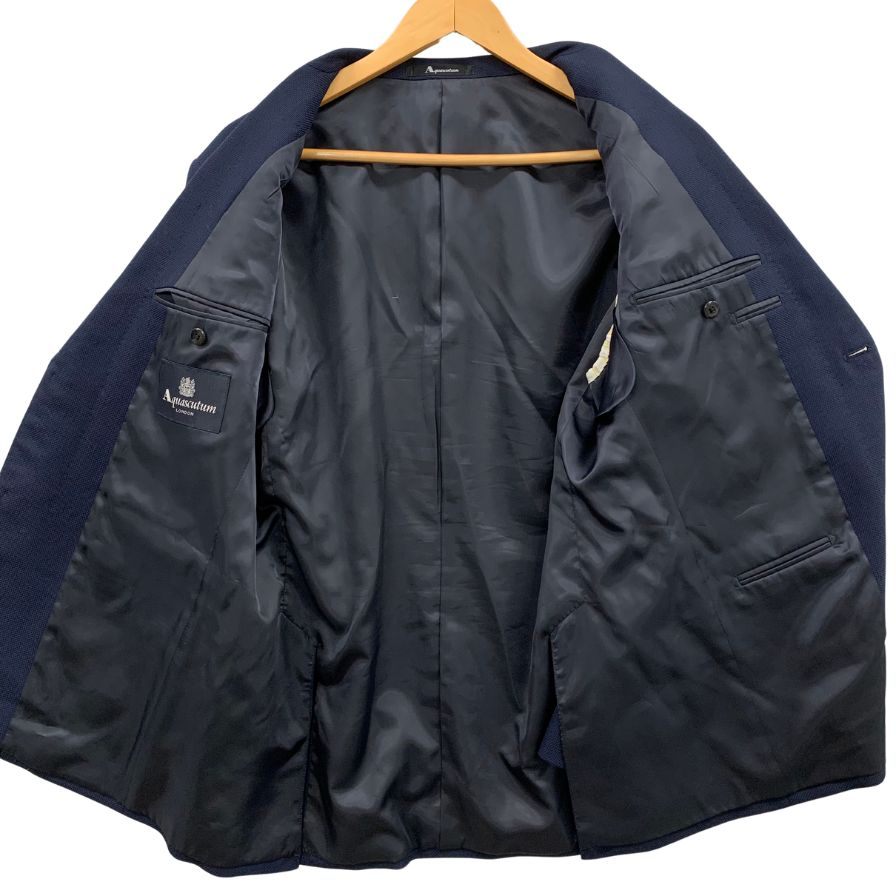 美品◆アクアスキュータム テーラードジャケット 68AB5 オーダーメイド ネイビー メンズ Aquascutum 【AFB20】