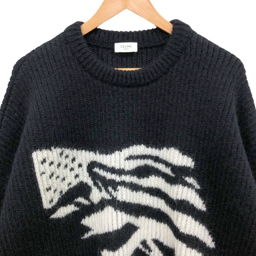 新品同様◆セリーヌ バイ エディスリマン モヘア クルーネック セーター 2AB05599S ブラック サイズL メンズ CELINE 【AFB31】