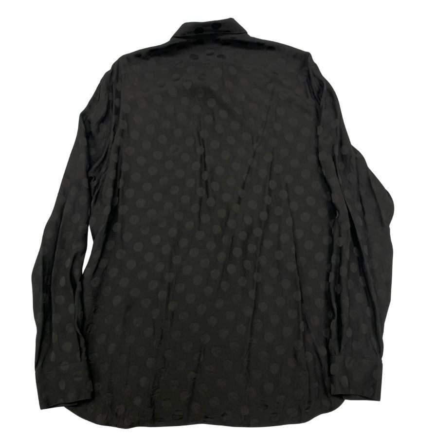 美品◆サンローラン パリ ポルカドットシャツ 23SS ブラック メンズ サイズ41 シルク 646850 SAINT LAURENT PARIS レディース【AFB13】