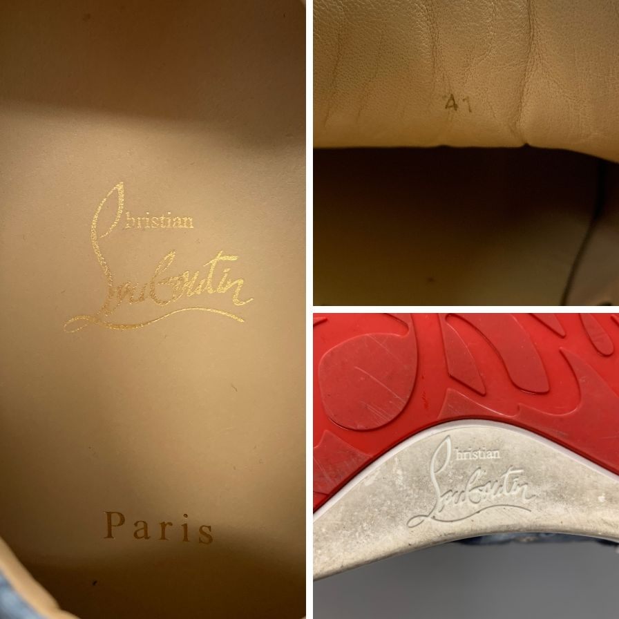 クリスチャンルブタン ローカットスニーカー スタッズ 総柄 ブルー系 メンズ サイズ41 Christian Louboutin 約26.0cm【AFC4】