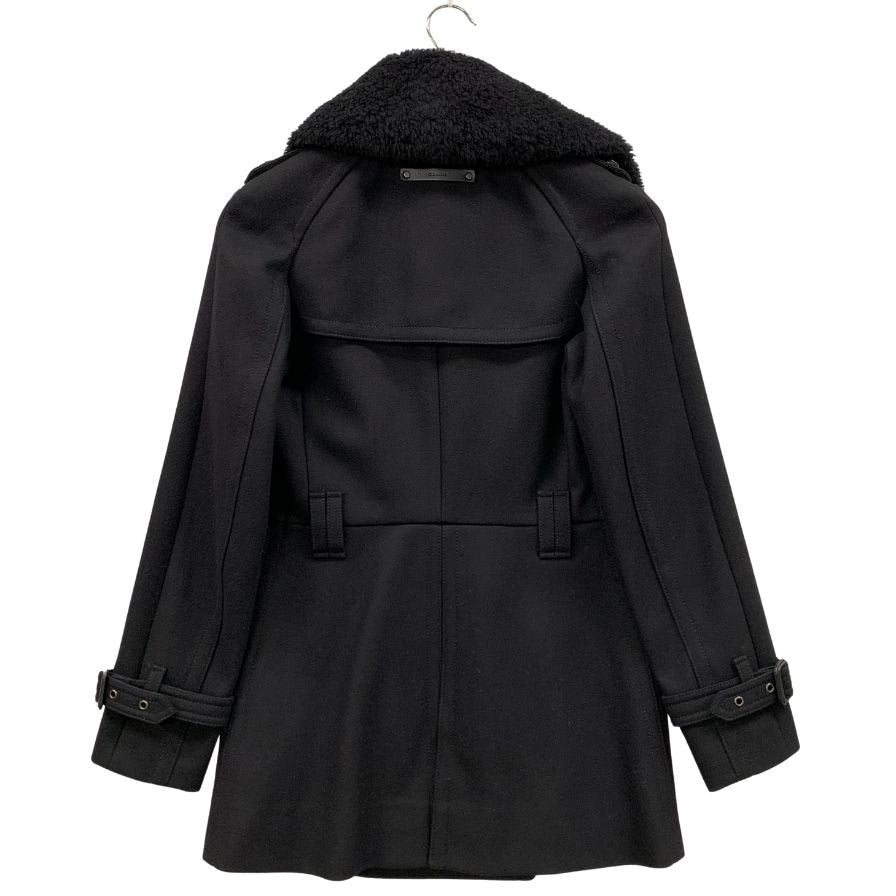 美品◆コーチ ボア付き Pコート レディース ブラック サイズ0 ウール混 COACH 【AFA4】