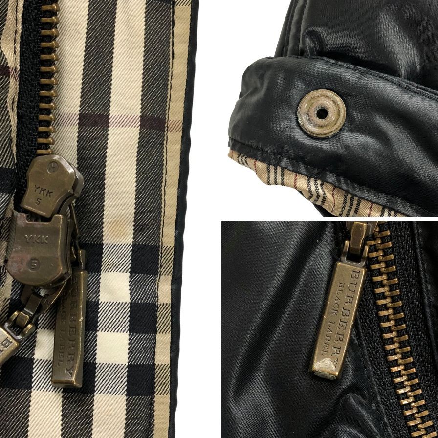 美品◆バーバリー ブラックレーベル ダウンジャケット BMP70-534-09 ノバチェック ブラック サイズL メンズ BURBERRY BLACK LABEL 【AFA2】