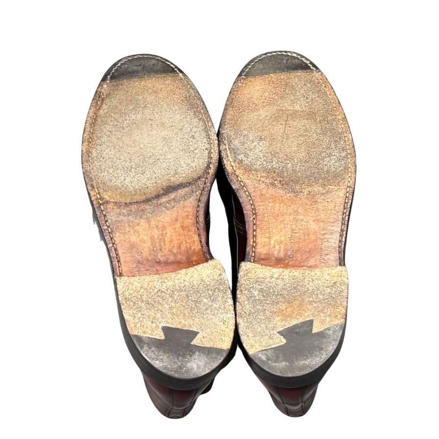クロケット&ジョーンズ DORSET チャッカブーツ ガラスレザー バーガンディ サイズUK6.5E CROCKETT&JONES ビジネスシューズ 約25.5cm【LA】【中古】