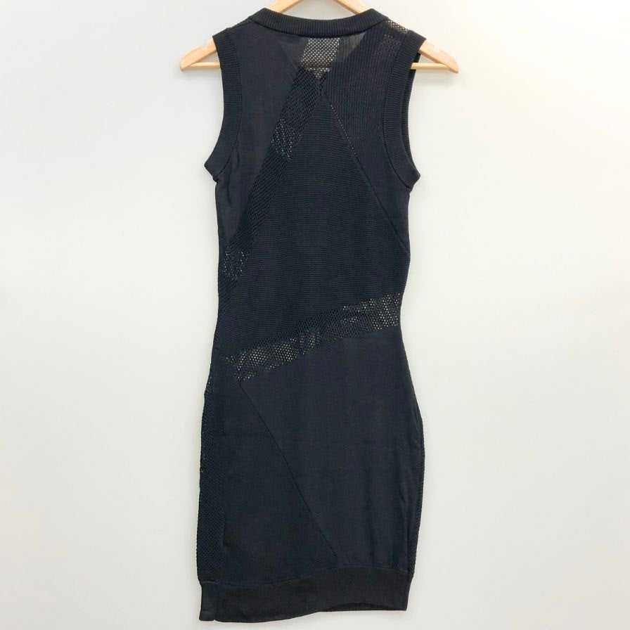 極美品◆ディーゼル ノースリーブワンピース メッシュ ニット ブラック レディース サイズS DIESEL 【AFB4】