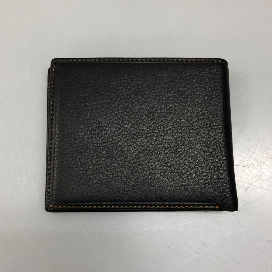 サルバトーレ フェラガモ レザー 二つ折り財布 札入れ シボ ブラック Salvatore Ferragamo【AFI19】