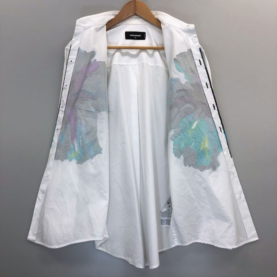 美品◆ディースクエアード 23SS ロングスリーブシャツ 花柄 グラフィック メンズ サイズ42 DSQUARED2 【AFB41】