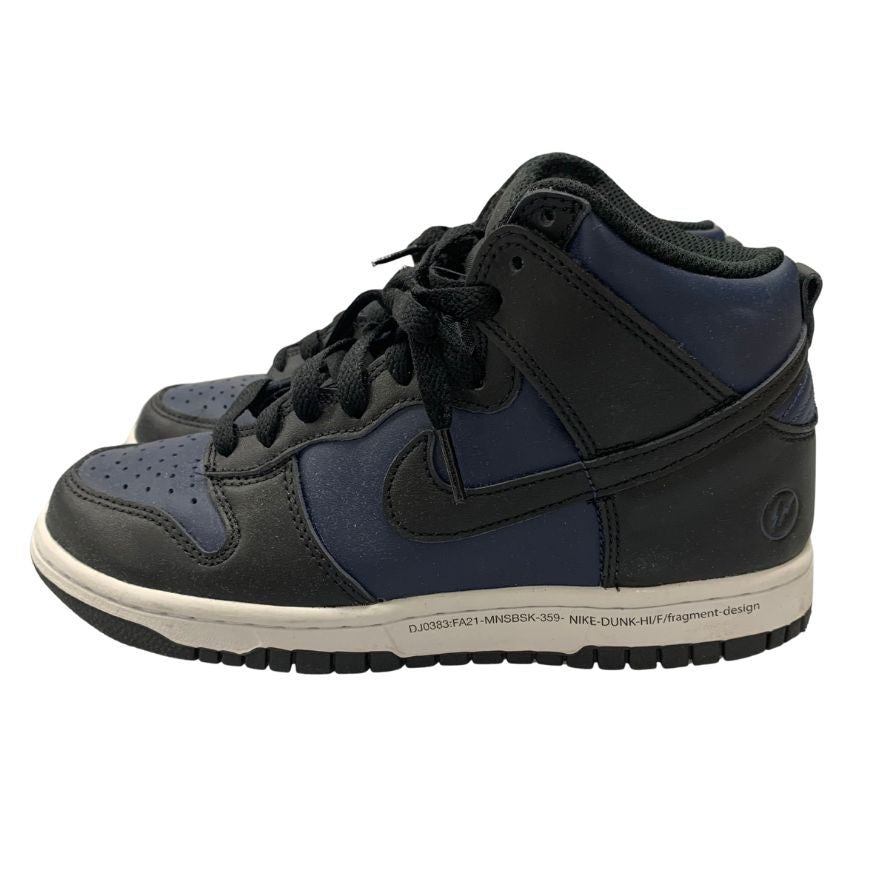 美品◆ナイキ x フラグメント スニーカー ダンク ハイ DJ0383-400 ブルー×ブラック サイズ23.5cm レディース NIKE × FRAGMEN DUNK HI【AFD2】