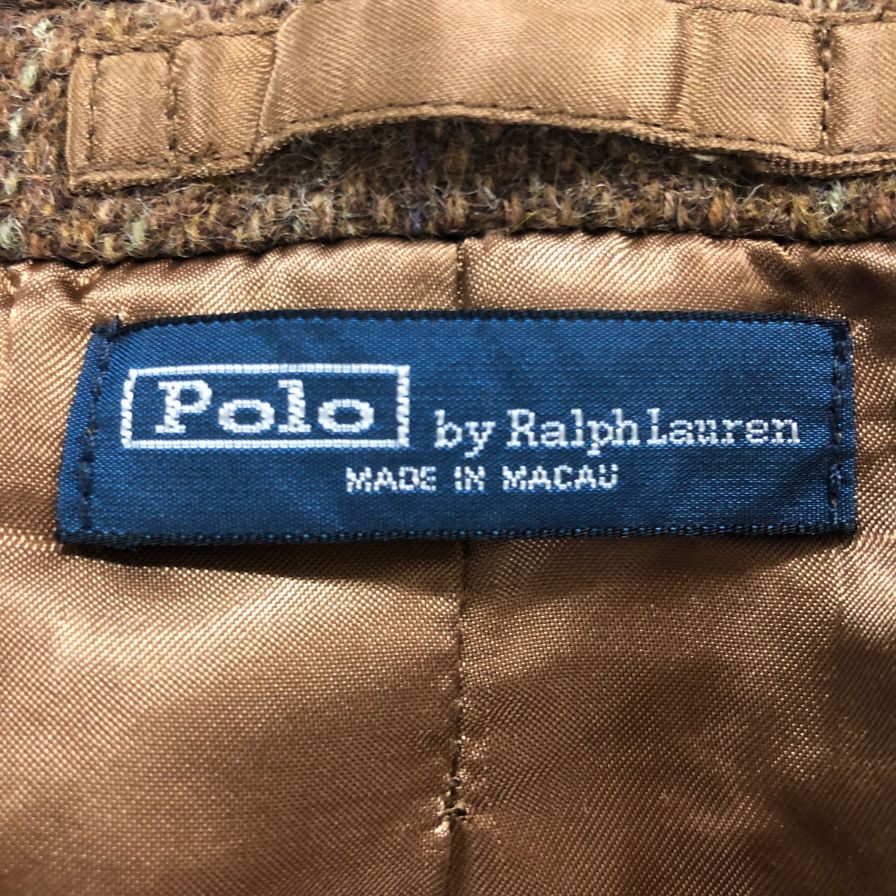 美品◆ポロラルフローレン ツイードジャケット ブラウン 胡桃釦 肘革 エルボパッチ メンズ サイズ40R POLO RALPHLAUREN 【AFB9】