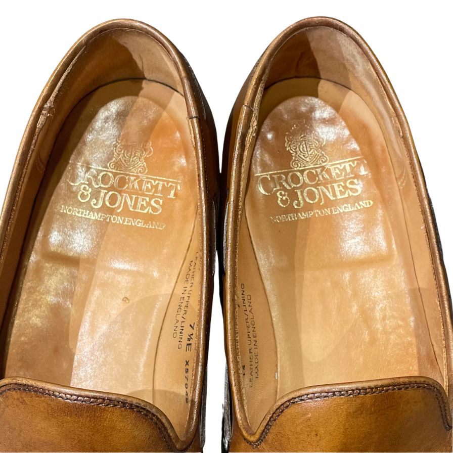 クロケット&ジョーンズ レザーシューズ キャベンデッシュ3 タッセルローファー カーフ ブラウン サイズUK7.5E CROCKETT&JONES ローファー 約26.5cm【LA】【中古】