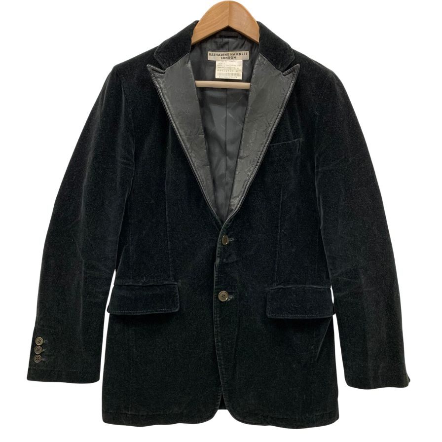美品◆キャサリンハムネット ジャケット ラペルレザー切り返し メンズ ブラック サイズ M KATHARINE HAMUNETT 【AFB39】