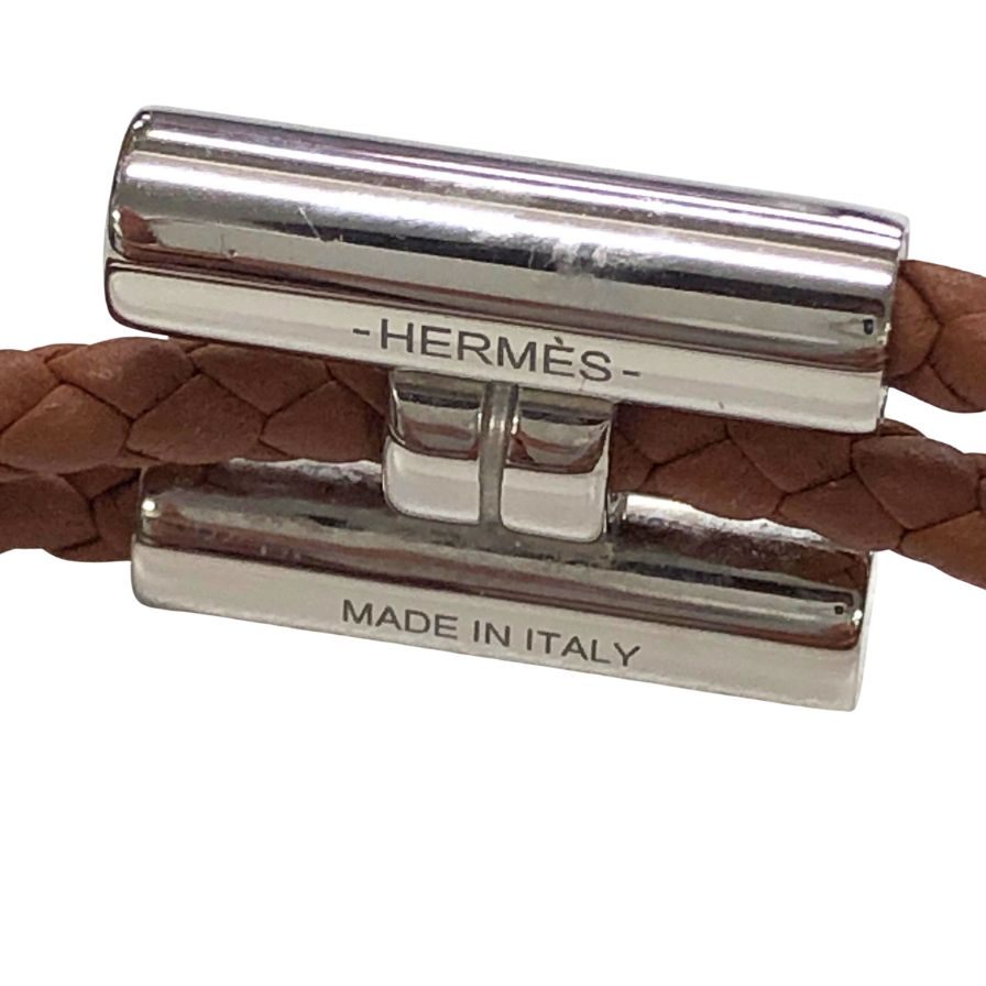 エルメス トゥルニ トレッセ レザー シルバー×ブラウン メンズ HERMES