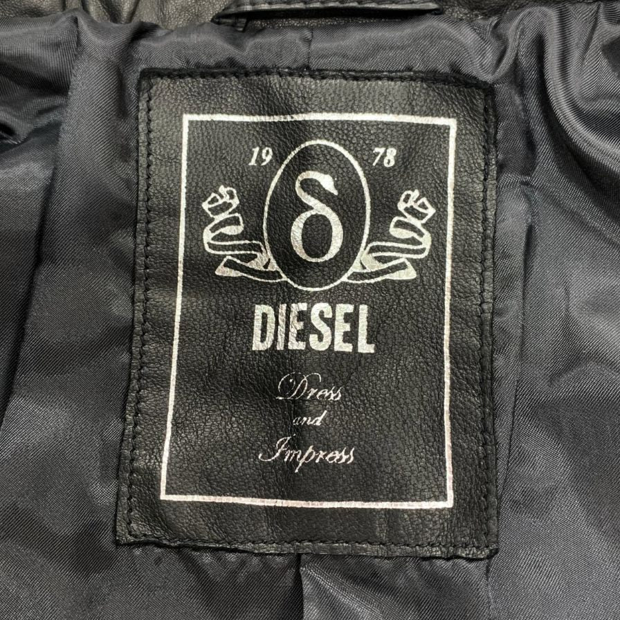 美品◆ディーゼル レザー ジャケット ショート丈 シープスキン レディース サイズS ブラック DISEL Dress and Impress 【AFB31】